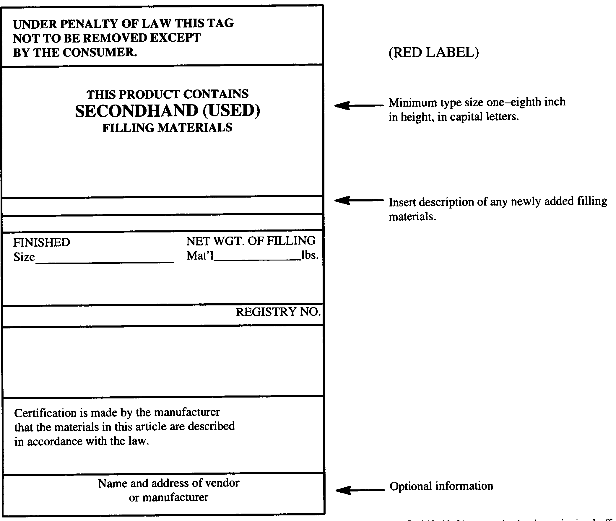 § 1126 Official Law Label Requirements. State Regulations US Law